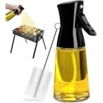 Olijfoliesproeier om te koken, 180 ml glazen oliedispenser, fles met kwast, koolzaadolie, azijn spray voor keuken, navulbare gadgets accessoires, veel gebruikt voor airfryer (grijs)