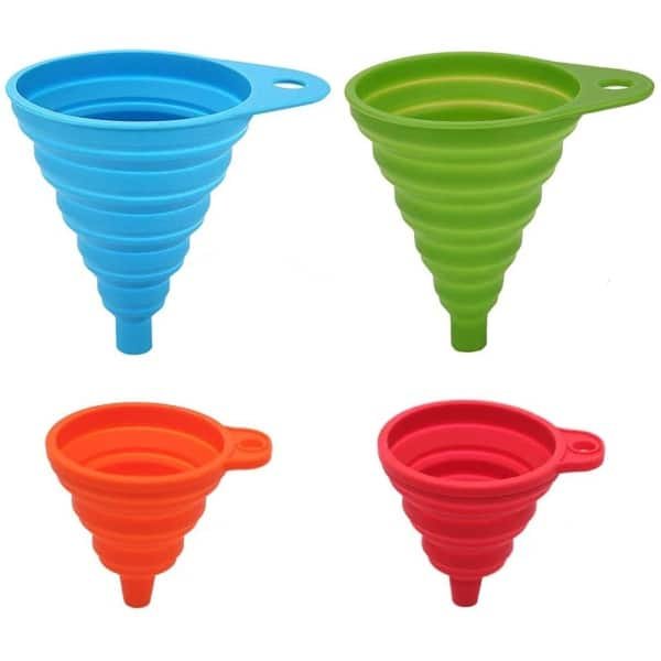 Opvouwbare Trechter Set - 4-delig Siliconen Trechters in 2 Maten - Food Safe - Voor Waterflessen, Olie, Vloeistoffen & Poeders - Keuken & Huishoud Accessoires - 4 Kleuren