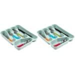 Plasticforte Bestekbak - bestekhouders - 5-vaks - mintgroen - 27 x 34 x 5 cm - Keuken opberg accessoires