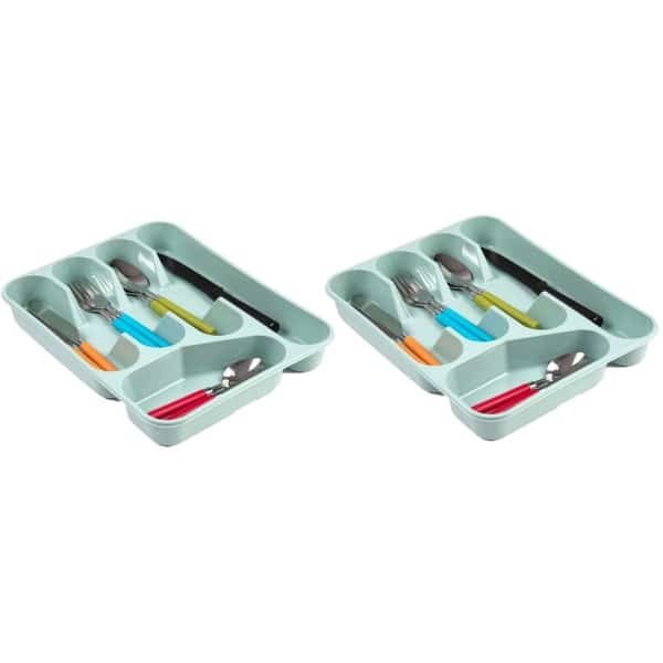 Plasticforte Bestekbak - bestekhouders - 5-vaks - mintgroen - 27 x 34 x 5 cm - Keuken opberg accessoires