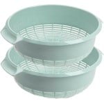 Plasticforte keuken vergiet - 2x stuks - kunststof - 27 x 10 cm - mintgroen - Keuken accessoires - zeef