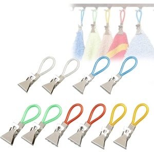 QTTVBTNA -10 stuks Handdoekclips met haak - Multicolor theedoek houders, ophanghaken voor handdoeken, vaatdoeken en textiel - Praktische keuken accessoires