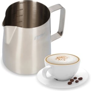 RVS Melkkan - Melkkan voor schenken en opschuimen - Keuken Accessoires - Barista Melk kan met maat indicatie - Voor het opschuimen van melk - Melkkannetje van RVS - Perfect voor koffieliefhebbers - 350 ML