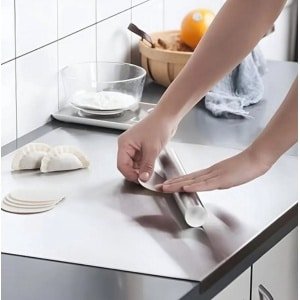 RVS Snijplank met Opstaande Rand - 50x40x1.5 cm - Multifunctionele Keuken Snij- en Bakplank - Aanrecht Bescherming - Ideaal voor Pizza, Voedsel, Gebak en Keuken Accessoires