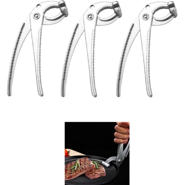 Roestvrij Stalen Kom Gripper Clip - Antislip Retriever Tongs Voor Stomer - keuken benodigdheden - zilver - keuken accessoire - Comfortabele handgreep - Gripper - Gripper Bowl - Pannenlap - 3 stuks - 18 x 3cm