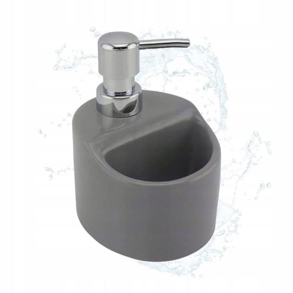 STAMAR - Vaatwasmiddel Dispenser Keramiek + Spons - Keuken - Accessoires - Grijs