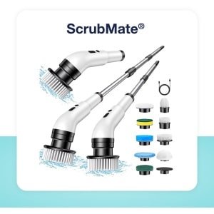 ScrubMate® Elektrische Schoonmaakborstel - Schrobber met Steel - Poetsmachine - Voor Badkamer, Keuken & Auto - Inclusief 9 Opzetstukken - Oplaadbaar