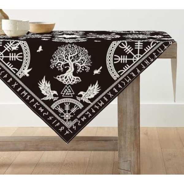 Selbro®, Tafellinnen, Vikingboom des levens, raafhelm van accessoires, functionele, keuken, tafeldecoratie, binnen, vakantie, party, decoratie, 100 x 100 cm