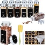 Set van 12 roestvrijstalen kruidenpotjes met deksel en accessoires - 120 ml - ideaal voor een opgeruimde keuken