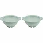 Set van 2x stuks kunststof keuken vergiet mintgroen 27 x 24 x 10 cm - Plastic vergieten keuken accessoires - Afgieten