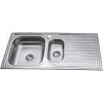 Spoelbak keuken RVS 50x100 cm - 1,5 Bak - Eenvoudige Montage - 10 Jaar Garantie - Inclusief Alle Montage-Accessoires