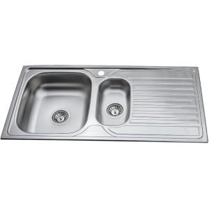 Spoelbak keuken RVS 50x100 cm - 1,5 Bak - Eenvoudige Montage - 10 Jaar Garantie - Inclusief Alle Montage-Accessoires