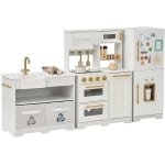 Teamson Kids Modulaire keuken Little Chef Atlanta wit en goud met 17 accessoires, losse onderdelen, magnetische koelkast en realistische details