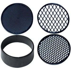 Tuinzeef - 4 in 1- Keuken Mesh Zeef - Plastic - Keuken accessoire - Zeef plastic met plastic zeefgaas - Zandzeef - Ronde zeef - Voor compost en aarde - Grondzeef - 11 cm - Zwart