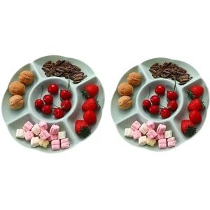 Vitdipy - Snackschalen - 2 stuks - Fruitschaal - Serveerschaal voor noten en snoep - Verdeelde snackschalen - Keuken accessoires - Voor fruit, dessert, noten, snacks