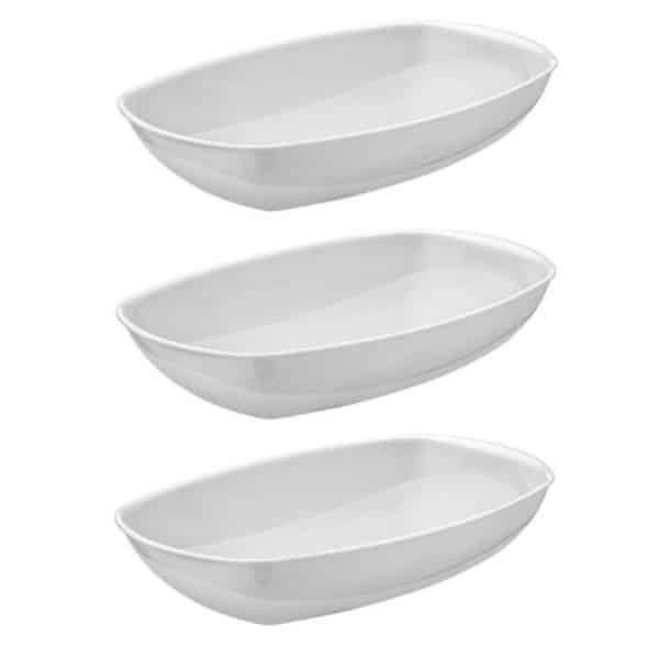 Voedsel Serveerschaal - 3x - wit - 19 x 28 cm - saladeschalen - serveerschalen - kommen - Keuken accessoires