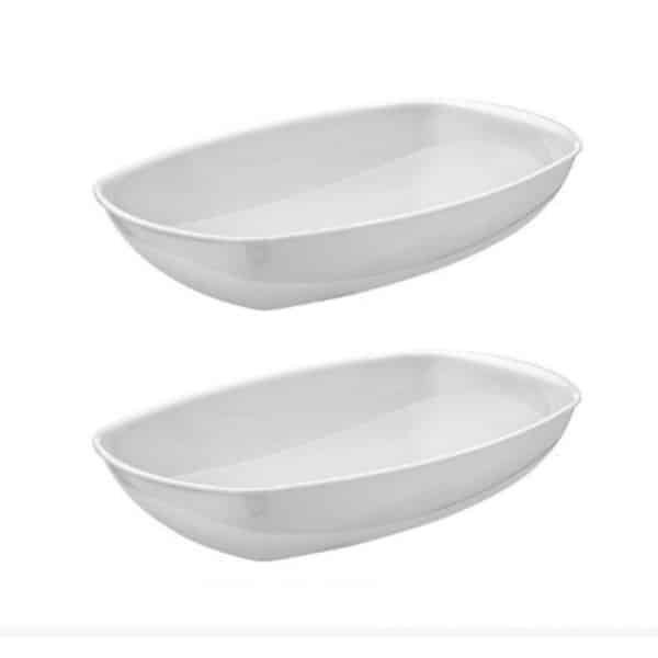 Voedsel Serveerschaal - 4x - wit - 19 x 28 cm - saladeschalen - serveerschalen - kommen - Keuken accessoires