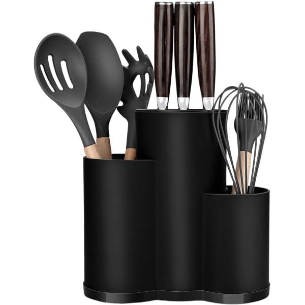 longziming 3-in-1 Messenset Houder - Ronde Universele Messenset - Zonder Messen - Geschikt Voor 12 Messen van 8 Inch - Keuken Organizer- Keuken Accessoire