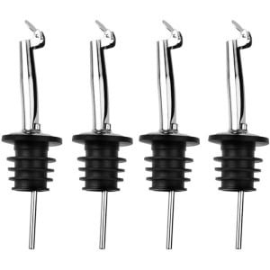 longziming Schenkdoppen voor Flessen - Set van 4 - Universeel voor Wijn, Olie, Azijn, Cocktails- Accessoires voor Bar en Keuken - Zwart