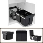 vidaXL Inbouwprullenbak 48L Soft-Close Zwart Afvalbak Keuken - Inbouwprullenbak - Prullenbak Sorteer - Soft Close Prullenbak - Keuken Accessoires