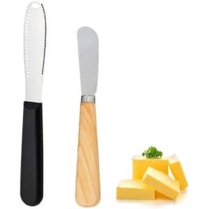 1 Stuk Botermes met Gekarteld en Houten Handvat - Keuken Accessoires - Roestvrij Staal Botermes