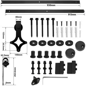 183 cm Schuifdeurrolset zonder boren, accessoires voor deuren in keuken, slaapkamer en woonkamer Diamant