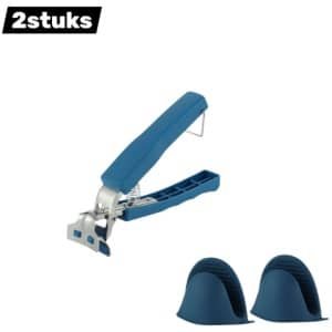 2stuks - Keukenaccessoires - Siliconen Schoteltang en Ovenhandschoenen - Hittebestendig tot 250°C - keuken bescherming - hittebestendig keuken - bak accessoires - Blauwe