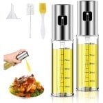 2× Olijfolie Sprayer - Sprayer met Trechter - 100 ml - 2-in-1 Dispenser en Spray - RVS - Olieverstuiver - Bakspray - Cooking Spray - Oliedispenser - Olieverstuiver - Cooking & Bakspray - Navulbare Olijfolie Verstuiver - Barbeque en Keuken Accessoire
