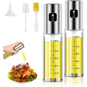 2× Olijfolie Sprayer - Sprayer met Trechter - 100 ml - 2-in-1 Dispenser en Spray - RVS - Olieverstuiver - Bakspray - Cooking Spray - Oliedispenser - Olieverstuiver - Cooking & Bakspray - Navulbare Olijfolie Verstuiver - Barbeque en Keuken Accessoire