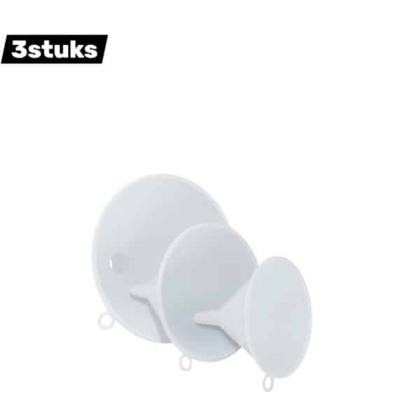 3stuks - Trechter - voor Olie - Azijn en Kruiden - PP - Uitgerust met 3 maten trechtermond - keuken accessoires - wit