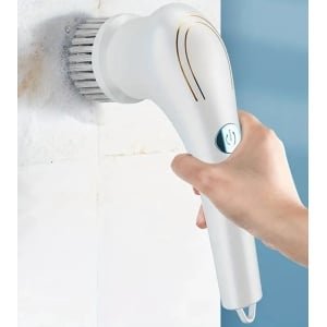 ANKRIYUL Elektrische Reinigingsborstel met 5 wisselbare hoofden, draagbare roterende schrobber, draadloze handreiniger voor badkamer/bad/tile/vloer/keuken, USB-oplaadbaar, 800mAh lithiumbatterij, medium stevigheid, plastic handvat,