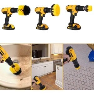 Allecto Plus - Elektrische Boor Reinigingsborstels - Autobanden, Keuken, Badkamer - 3 Borstels Geel 2/3.5/5 inch - Reinigingstools voor Zitting en Tapijtmat