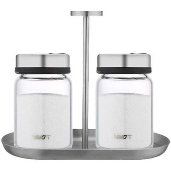 Allecto Plus - Peper- en Zoutstrooier Set van 2 Met Standaard Peper- en zoutstrooier met verstelbare gietgaten, 250 ml - Koken & Tafelen accessoires - Keuken benodigdheden