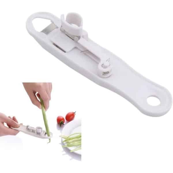 Allecto Plus - Runner Bean Slicer voor Groene Bonen Cutter en Dunschiller - Multitool voor Snijden en Toppen - Keuken Accessoire (Wit)
