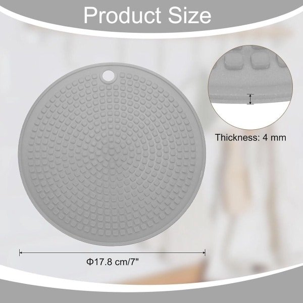 Allecto Plus - Set van 2 siliconen onderzetters voor hete potten en pannen - 17,8 cm - Hittebestendige ronde pannenhouder met ophanggat - Multifunctionele pannenonderzetter - Voor potten en warme gerechten - Op werkbladen - Keuken accessoire.