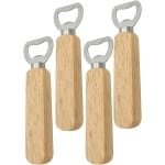 Allecto plus - 4 stuks houten flessenopeners van roestvrijstaal - Keuken en Bar accessoires - Handig voor camping - Natuurlijke houtkleur