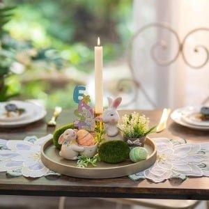 Allecto plus - Decoratief houten dienblad goudkleurig, 31 cm - Rustiek design - Landelijke woondecoratie & kaarshouder voor woonkamer, poef en keuken - Salontafel accessoire