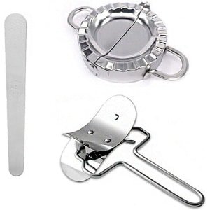 Allecto plus - Dumpling Maker Set RVS 3 stuks Keuken Accessoires met Empanada Pers, Deegsnijder en Vulling Lepel