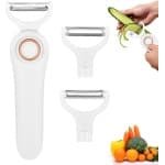 Allecto plus - Elektrische 3-in-1 aardappelschiller, groenten- en fruitschiller - Oplaadbaar en draagbaar, ideaal voor de keuken. Snel en handig apparaat.