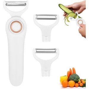 Allecto plus - Elektrische 3-in-1 aardappelschiller, groenten- en fruitschiller - Oplaadbaar en draagbaar, ideaal voor de keuken. Snel en handig apparaat.