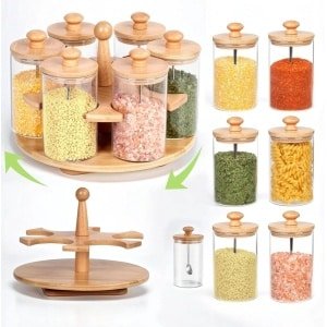 Allecto plus - Glas Kruidenpot 12 stuks met deksel, etiketten en accessoires voor de keuken