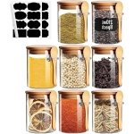 Allecto plus - Glazen Potten met Luchtdichte Deksel en Lepel voor Kruiden - 8 oz - Keuken Accessoires voor Voedselopslag met Etiketten
