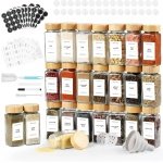 Allecto plus - Kruidenpotjes van glas (12 stuks) voor in de keuken - inclusief deksels, etiketten en accessoires