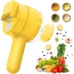 Allecto plus - Multifunctionele handheld elektrische groentesnijder voor keuken - Draadloze voedselchopper met 4 functies - Geel