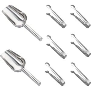 Allecto plus - Roestvrijstalen suikertangen en ijsscheppen set voor snoep, bar, accessoires, serveertang, ijsblokjes, party, koffie, thee, wijn, keuken - 4 stuks