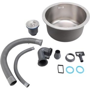 Allecto plus - Ronde Gootsteen van 36cm, RVS, Geborsteld, Roestbestendig - Geschikt voor Thuisbar - Keuken Accessoire met Mini Formaat