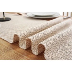Allecto plus - Tafelloper van Katoen en Vlas met Kwastjes - Tafelblad Decoratie - Eettafel Accessoire voor Picknick, Party, Keuken en Bruiloft - 180x33cm