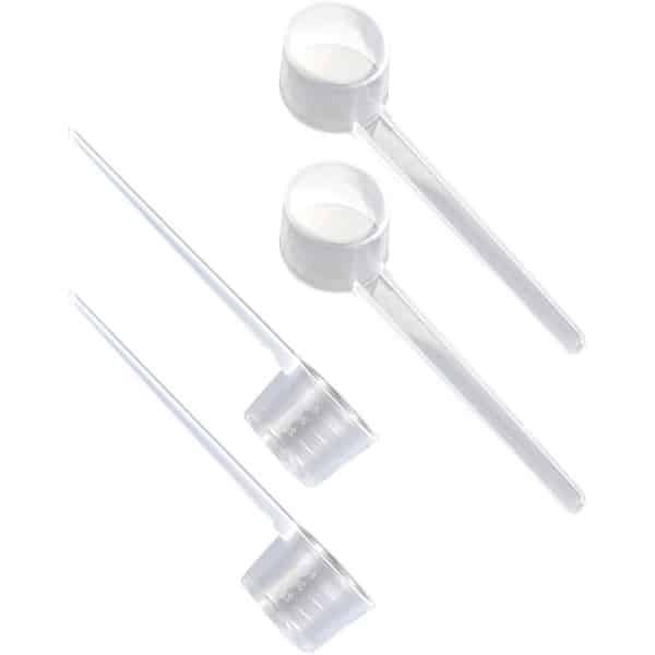 Allecto plus - Transparante Maatlepels, 4 stuks, Doseerlepel, Maatlepel Set - 5 gram - Keuken Accessoires voor Koken en Bakken - Met Schaal van 2 gram, 3 gram, 4 gram - Voor Eiwitpoeder en Waspoeder