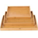 Bamboe Dienbladen Set - Groot, Medium en Klein - Geschikt voor Koffie, Thee, Ontbijt, Diner - Keuken en Restaurant Accessoires - Ottomaanse Inrichting wooden tray