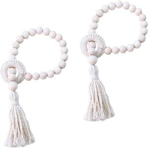 Brenzoos - ```Boho Gordijn Tiebacks van Katoenen Touw - Duurzame en Decoratieve Gordijn Accessoires voor Thuiskantoor, Keuken en Hotel Interieur (Wit) - Set van 2```